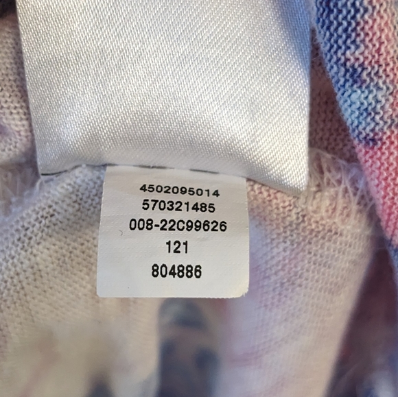 Chico's 100% Linen White Blue Pink Bohemian Split Neck Tunic Shirt - Picture 8 of 8